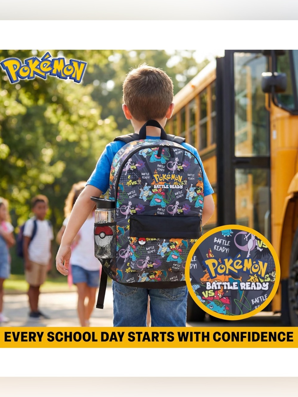 Pokemon @Battle Ready” Backpack and Water Bottle, 2 Piece Set - Picture 4 of 4
